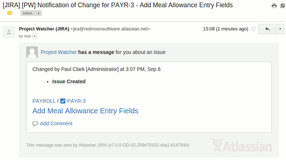 Example Tracker Notification Email