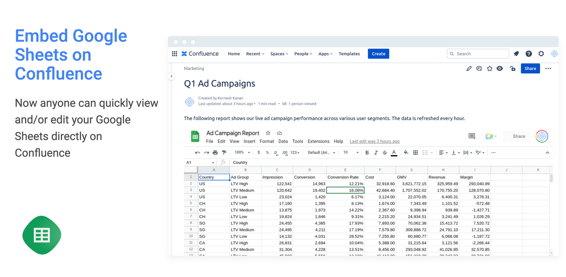 Quickly view and edit your Google Sheets