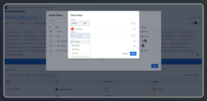 List of the saved filters in User Activity Audit Log