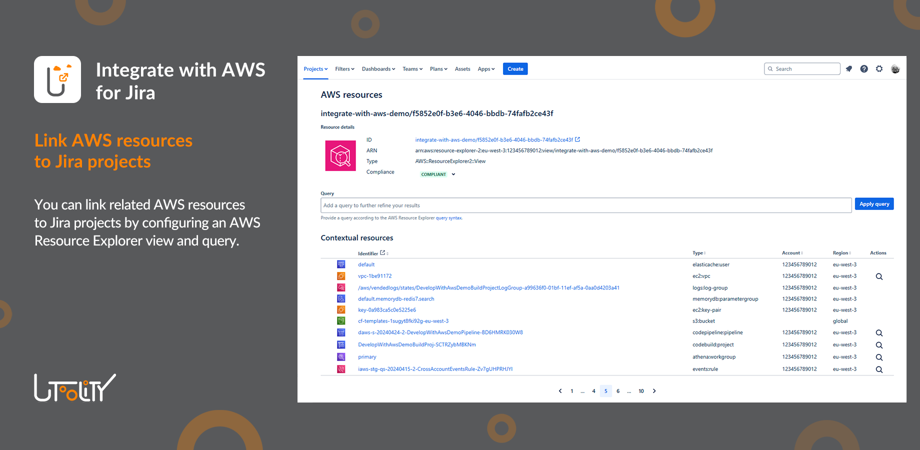 Jira project with 'AWS resources' page