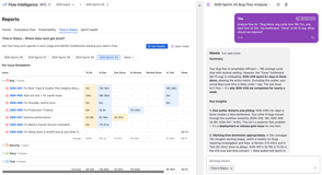 Your sprint data holds the answers. AI surfaces the patterns — recurring bottlenecks, slow stages, hidden wait time — so you can lead the changes where it matters most.