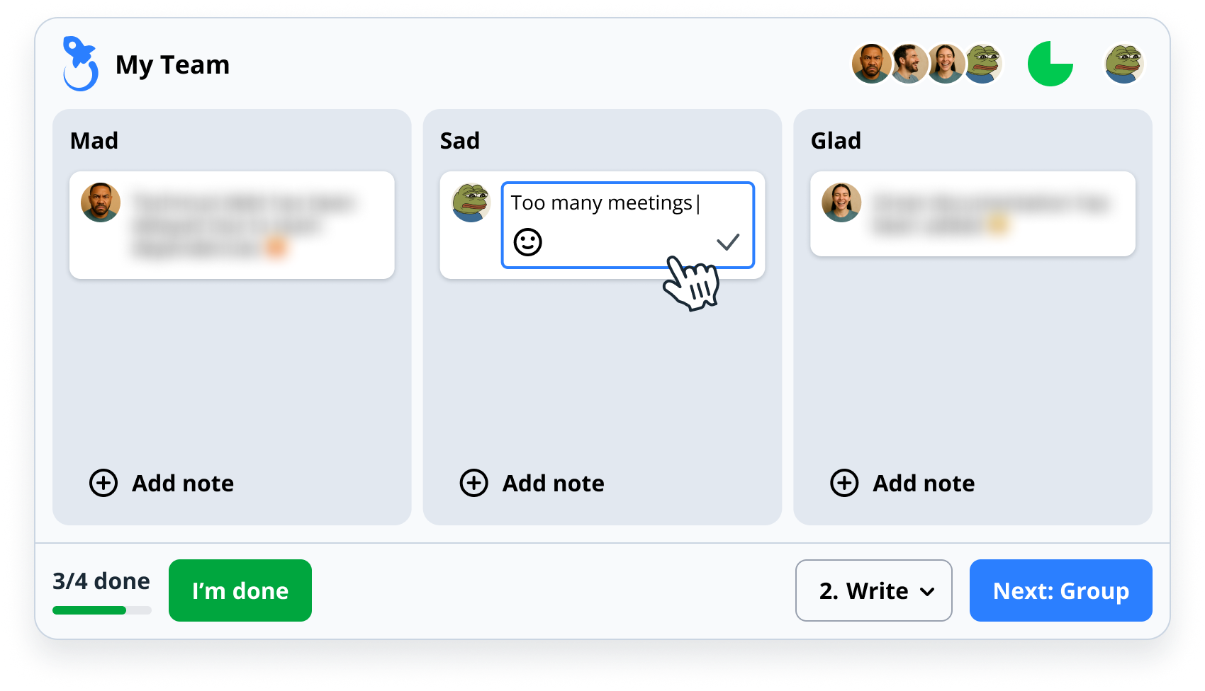 Adding notes in retro