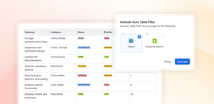 Aura Table Filter attaches to tables that already exist on the page. Nothing is converted, nothing is rebuilt, and the table stays a normal Confluence table underneath.