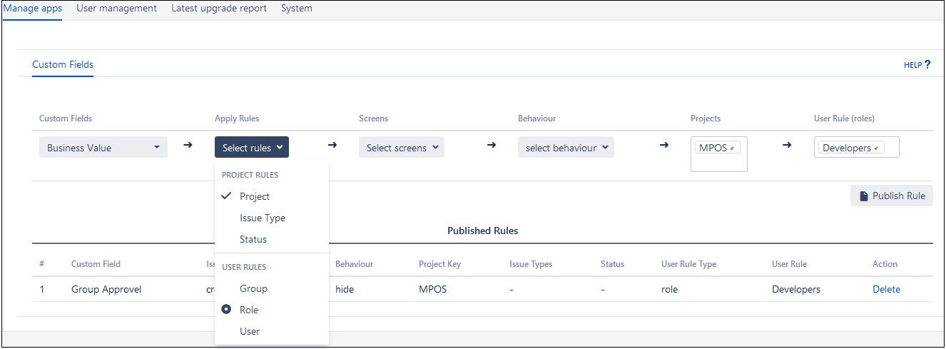 Create and publish rule without any script