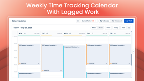 Weekly Time Tracking Calendar With Logged Work : My Work weekly calendar view