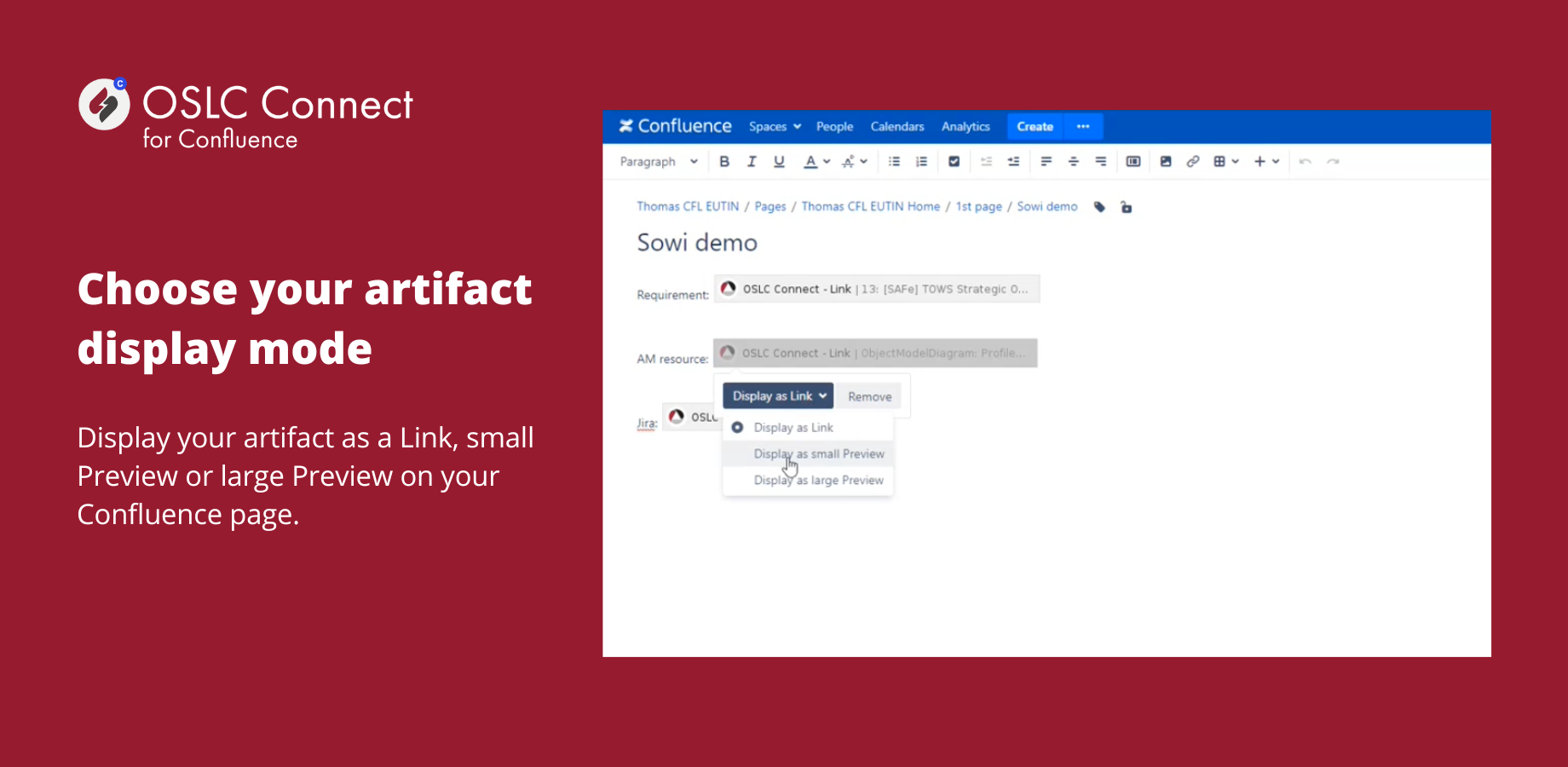 Bring Management and Engineers together. Power-up Confluence as the window into your project by adding data from IBM ELM or Siemens Polarion ALM into your Confluence pages.