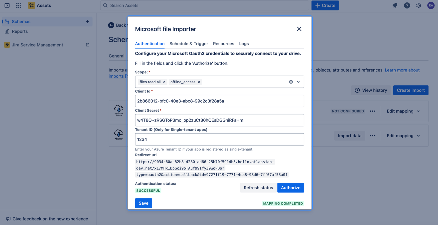 Security setup is quick and simple using ms auth.