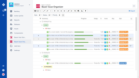 View and sort project issues using hierarchical lists.