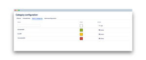 Category configuration (Matrix categories) - add, delete risk matrix categories for your individual risk matrix