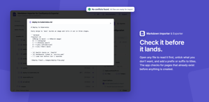 Preview any file and check for existing pages before you import