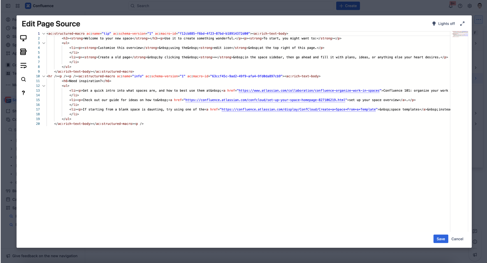 Editing the source.