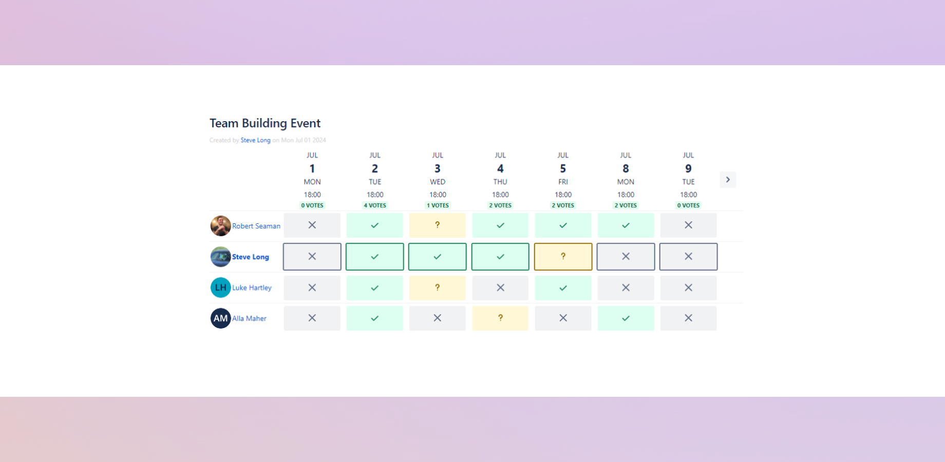 Create event polls to schedule events