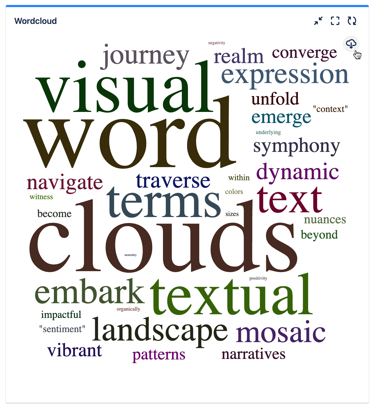 Empower your reports and presentations with visual precision. Our app lets you download crisp, high-resolution wordcloud images, ensuring your insights are communicated effectively.