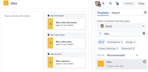 Create ideas using the structured page template "Idea"