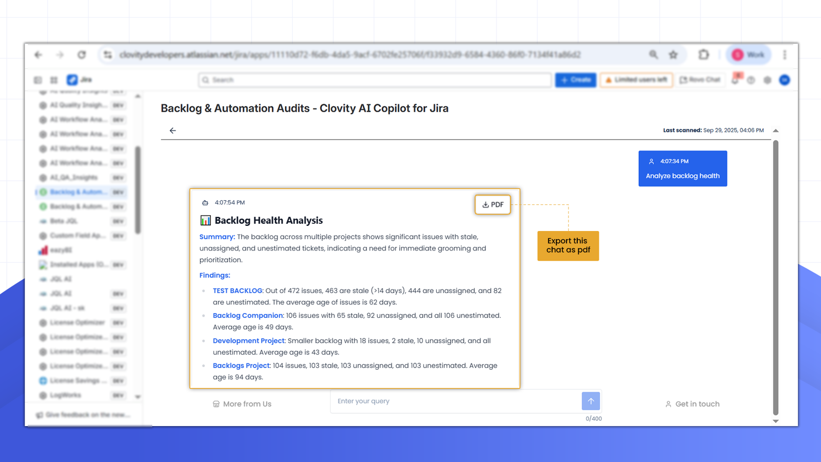 Backlog Health Insights & Reports