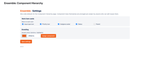 Site settings: the fields shown on each card and the accent colour shared by every HelzBrand app.