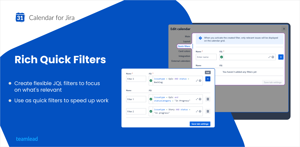Flexible JQL based quick filters for Calendar for Jira. Helps focus on relevant tasks, hide noise and speed up planning across projects.