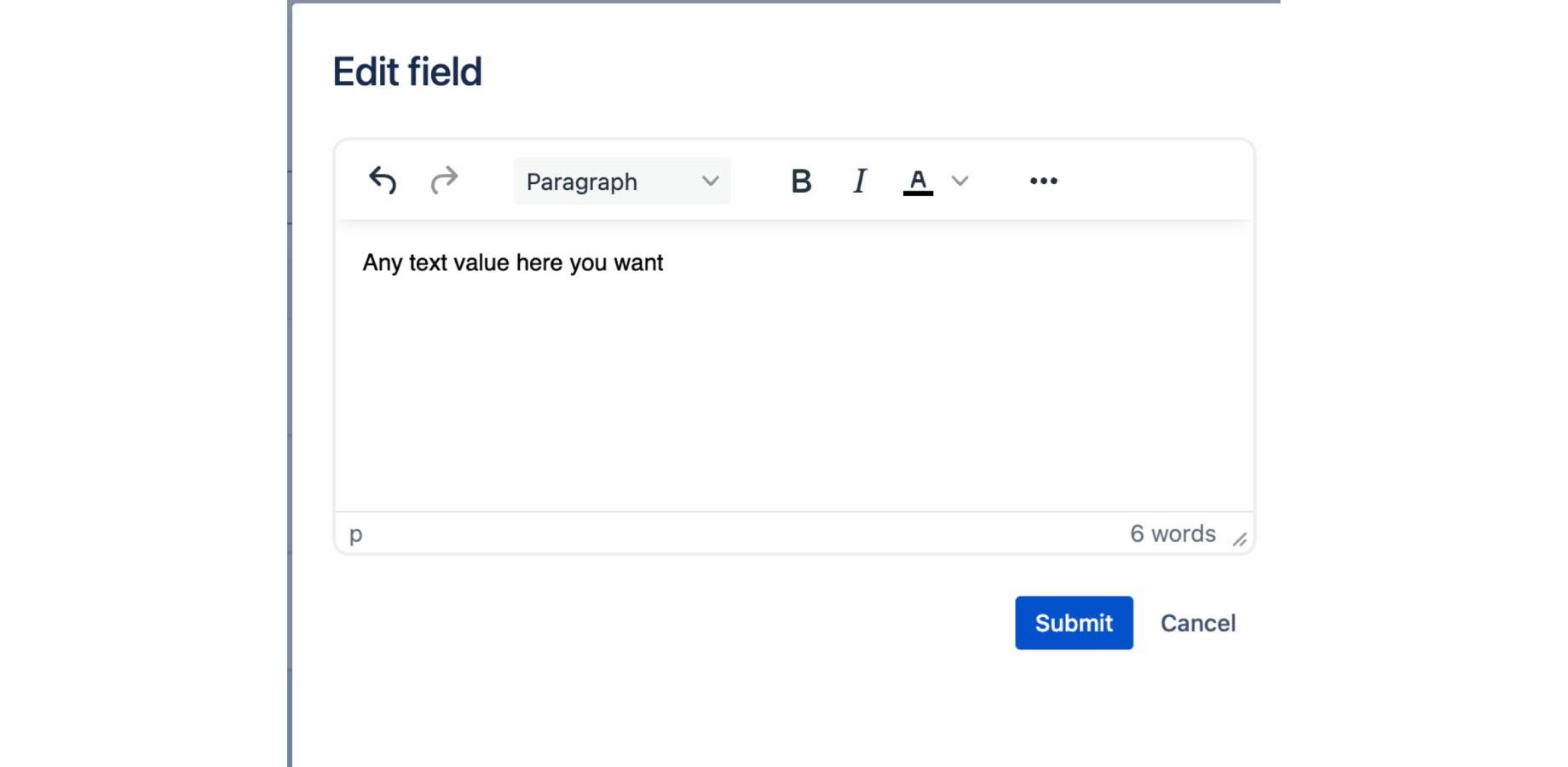 Rich text editor appearing in Jira
