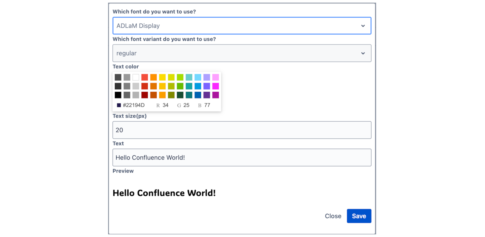 set text size, text content, and also text alignment