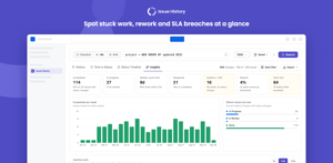 Issue Insights in each issue's Activity section: time in status, status timeline and every change
