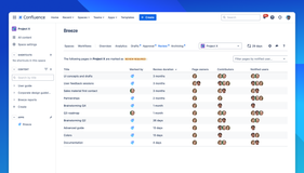 Breeze provides dedicated components for each content status. The image shows the review component that lists all pages to review and allows filtering for specific reviewers.