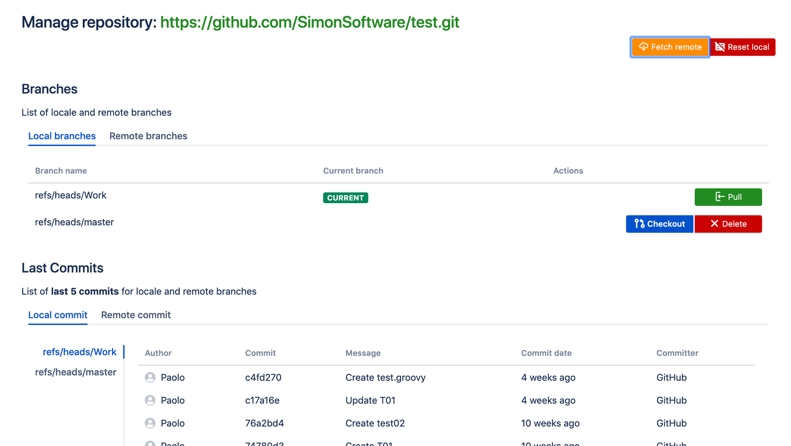 You can pull or checkout to select the current branch
