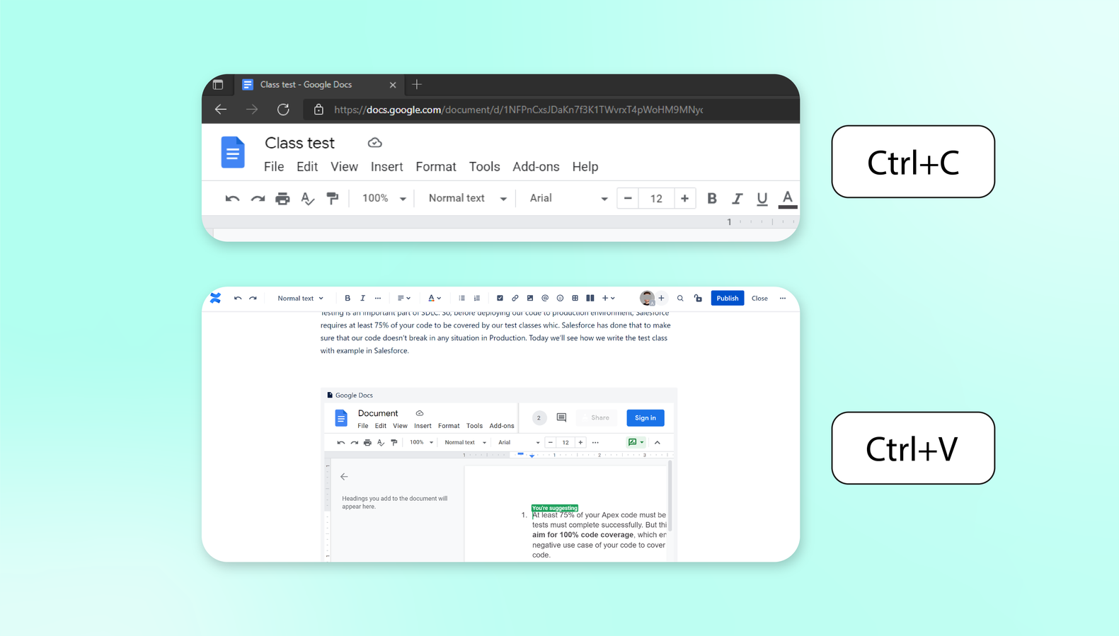 Insert Google Docs by pasting the URL into your Confluence page. No need to manually start a macro.