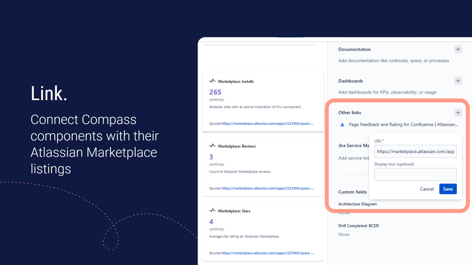 Connect Compass components with their Atlassian Marketplace listing.