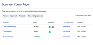 Review the status of your pages, embed reports, apply filters, or search directly in Confluence with CQL fields