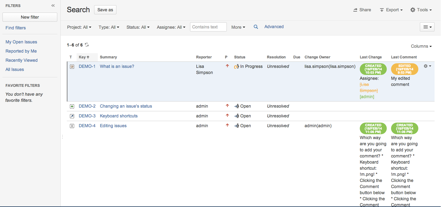 Last Changes, Last Comment in your Issue Navigator