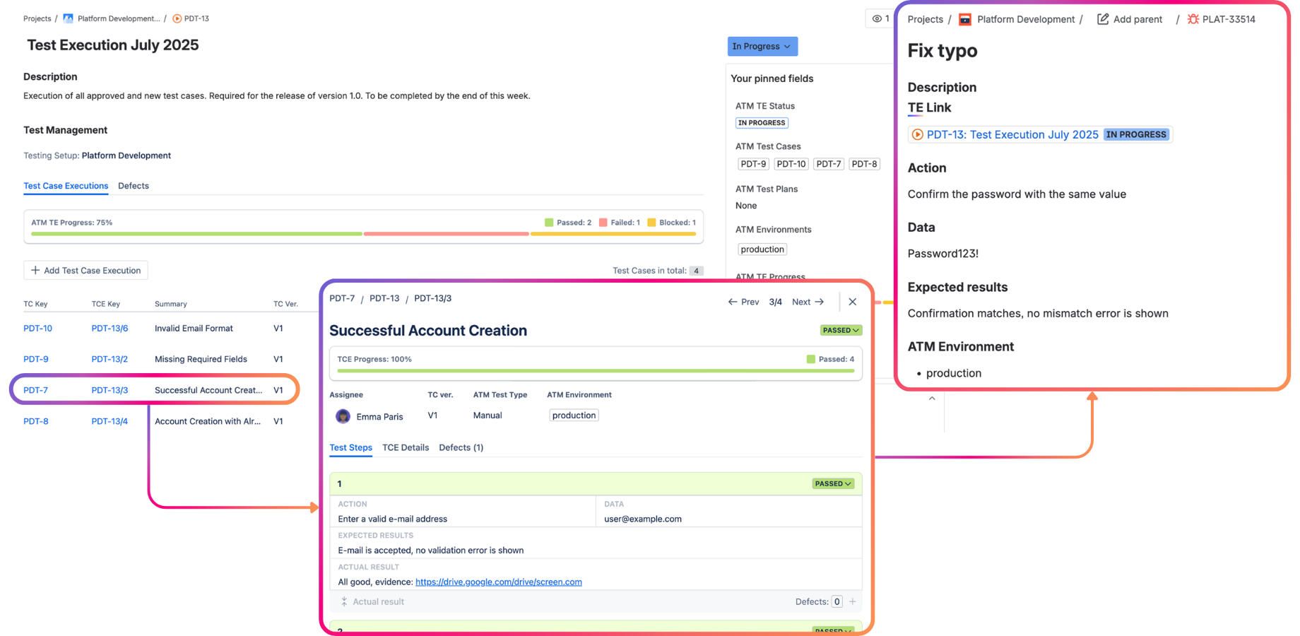 Connect test cases, executions and defects in Jira - with Appsvio Test Management (ATM).