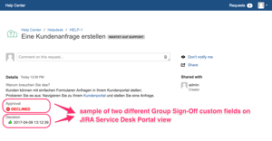Support Jira ServiceDesk Portal: displaying final decision of issue for logged-in user.
