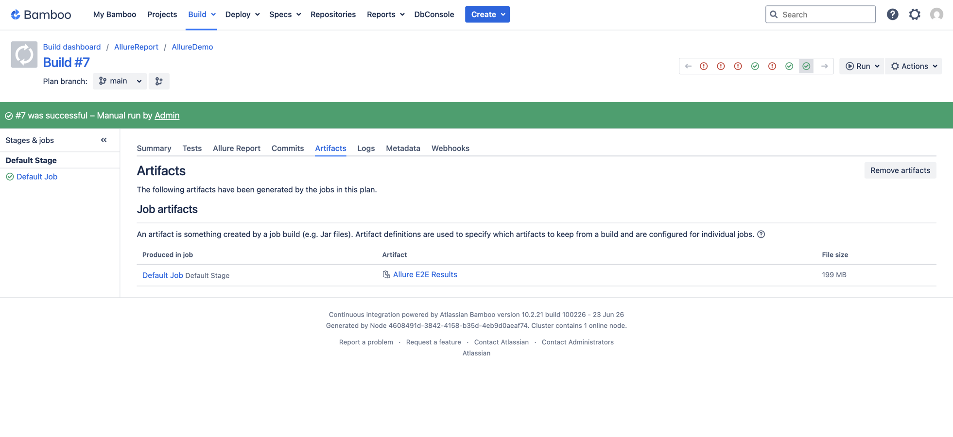 Report is a build arfefact