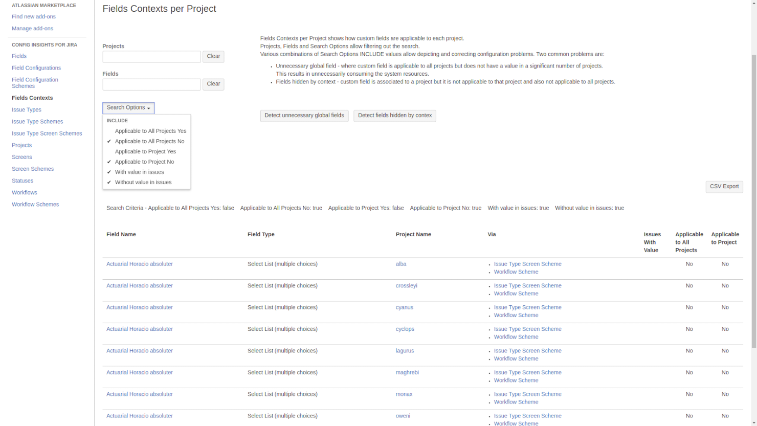 CIFJ provides an easy way to unnecessary global fields as well as those fields that are accidentally hidden by context.