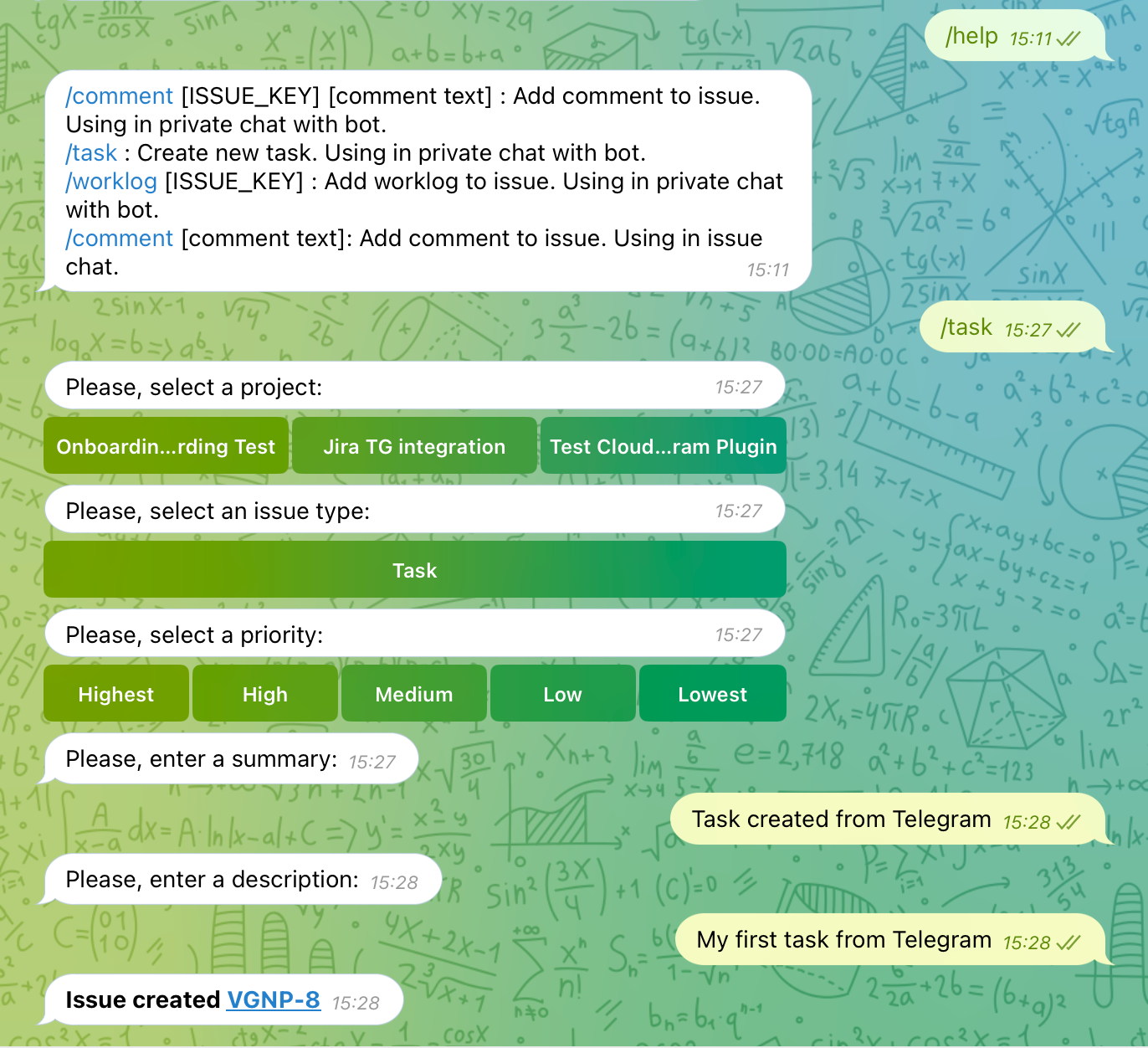 Bot commands