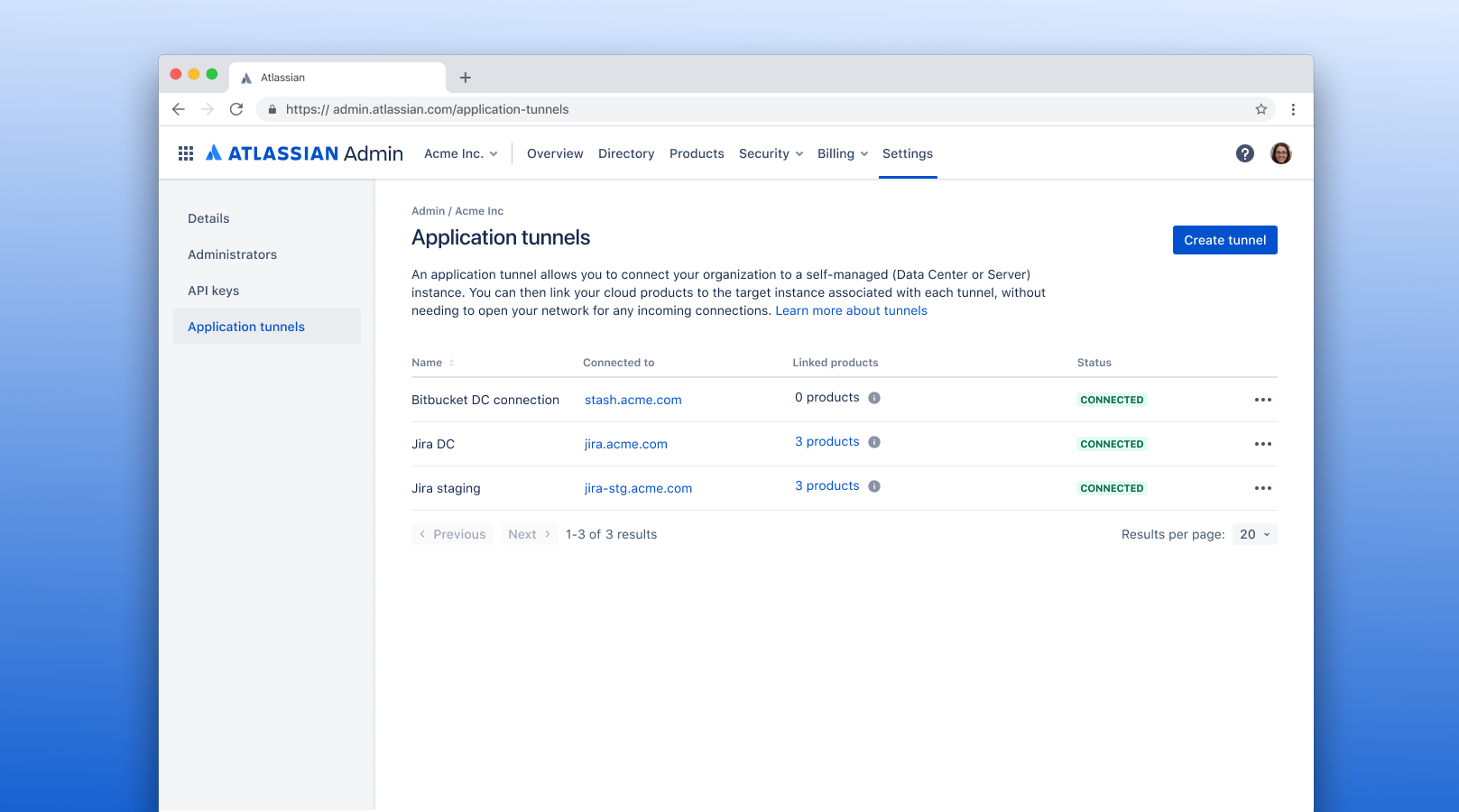 Create application tunnels