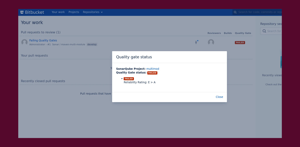 In all pull requests and branch lists, the app adds the quality gate status so that you can see the status at a glance, also with more details within a popup.