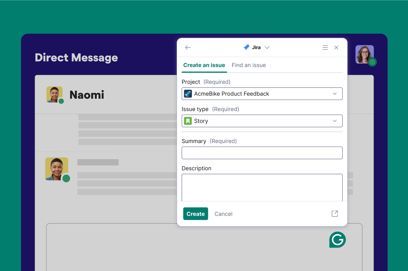 With Grammarly, you can now create new Jira issues, search for existing ones, and insert issue links from wherever you’re writing—without switching apps.