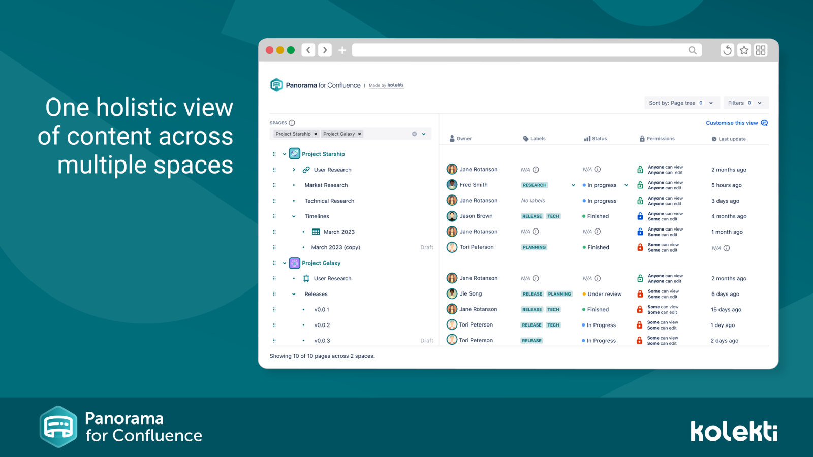 A view of the Panorama dashboard showing a loaded space and its associated metadata.