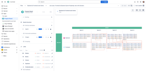 Sprint-roadmap view with blocking link types only between projects.