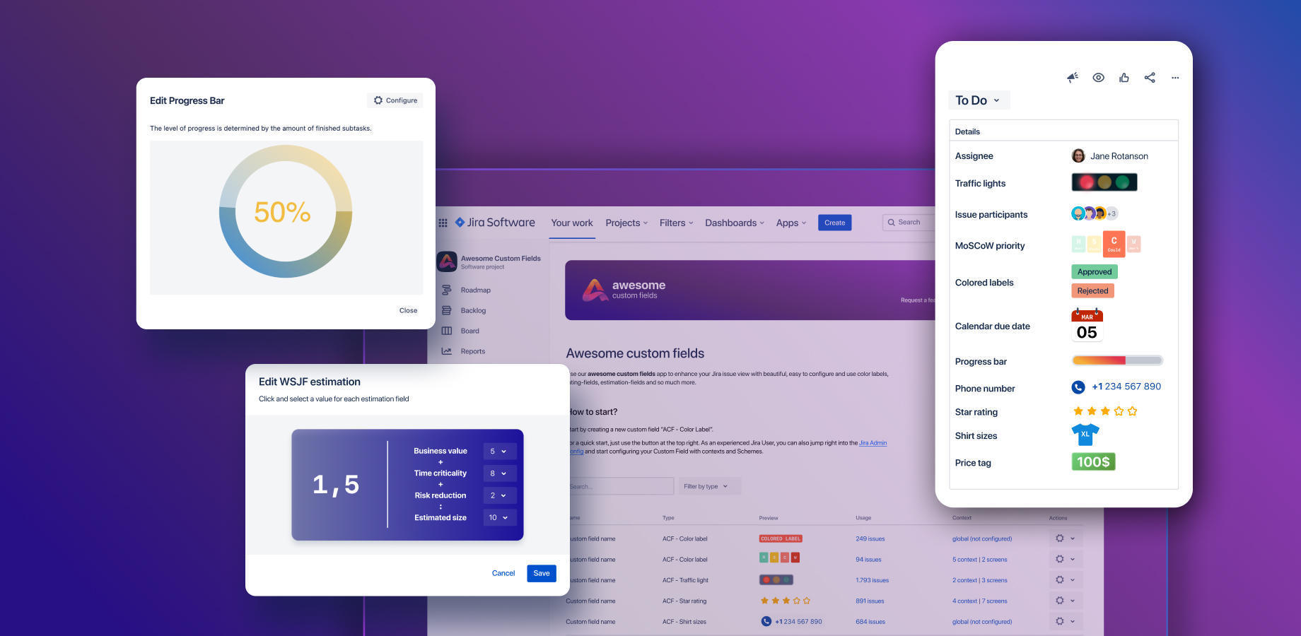 Use awesome custom fields in Jira to visualize data 