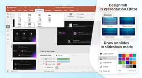 Work together on slides using the presentation editor. Use Presenter view: leave personal notes and manually select the necessary slides to show.