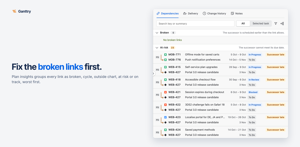 Plan insights groups every link as broken, cycle, outside chart, at risk or on track, worst first.