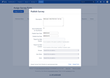 Manuel survey form assignment screen that assigns survey to specific role, group or users manually