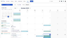 The main view of the calendar. You can access it from the top menu "Apps" -> "Event Calendar"