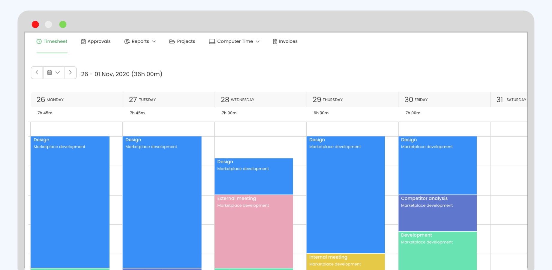 Effortless timesheets