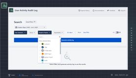 User Activity Audit Log app with selected filters and empty results