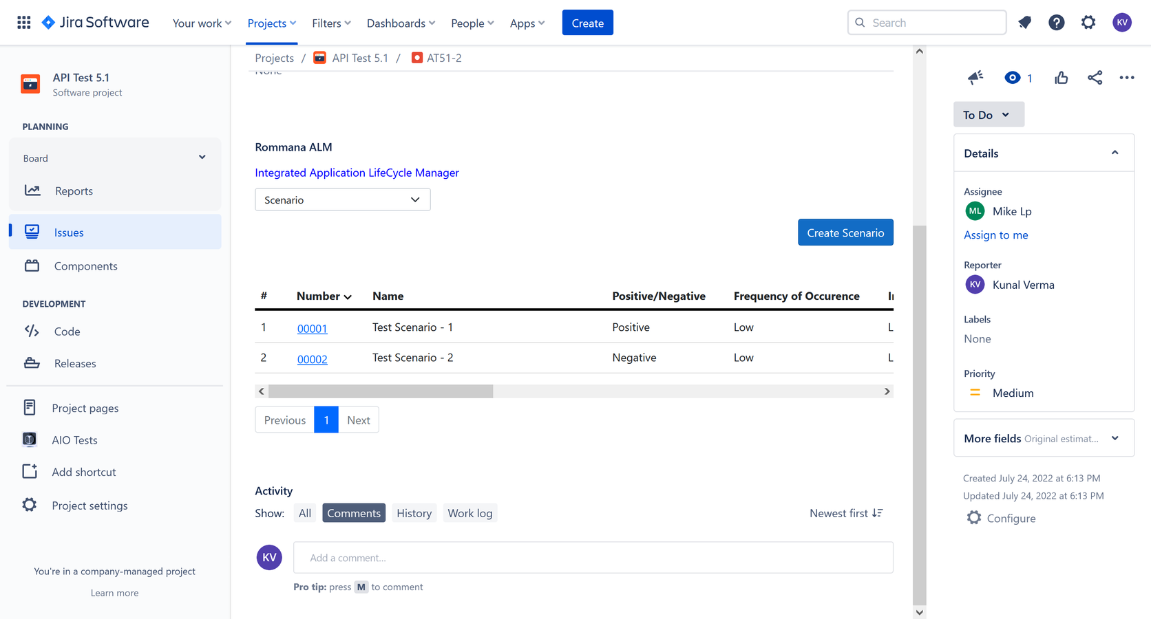 Scenario-Based Testing for Jira Issues