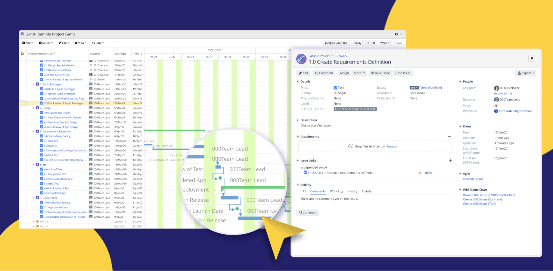 Break down complex projects into smaller tasks and manage dependencies between them for logical project progress. And manage your resources to avoid potential project pitfalls.