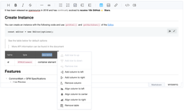 Table operation for WYSIWYG mode